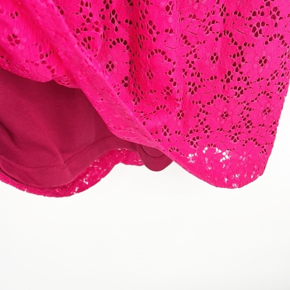 Anthropologie Deletta Silverfield Pink Sweetheart Lace Cutout Dress Size Medium - Picture 10 of 13